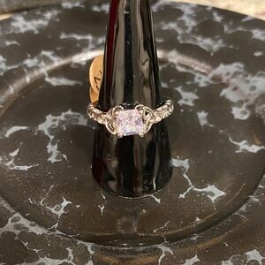 Silver-tone White Cubic Zirconia Engagement Ring - Elegant White Sparkle